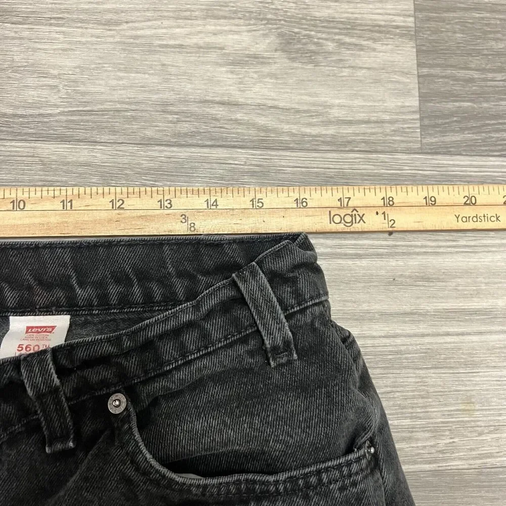 Vintage 90s Levi's 560‎ Jeans Men 36x34 Fit 32x33 Black Orange Tab Faded Denim